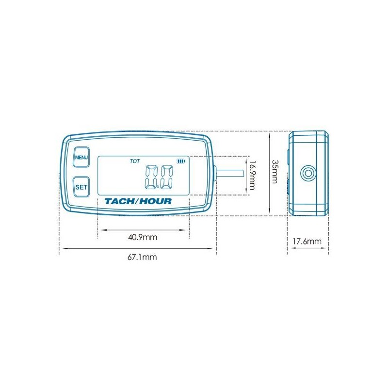 Water temperature probe - Tachometer RPM - Hours - with