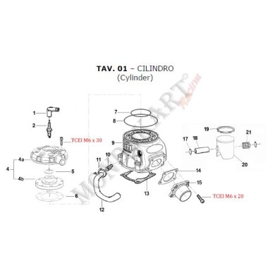 Cilindro completo STANDARD TM KZ R1, MONDOKART, kart, go kart