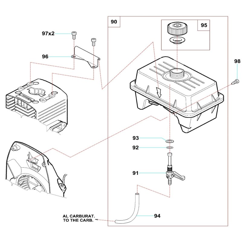 Fijación Depósito Comer C50, MONDOKART, kart, go kart, karting