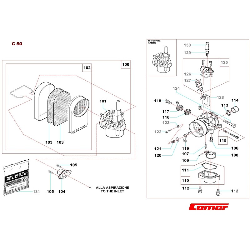Carburetor SHA 14-12L C50 (50cc) Comer, mondokart, kart, kart