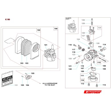 Intake manifold Comer C50, mondokart, kart, kart store