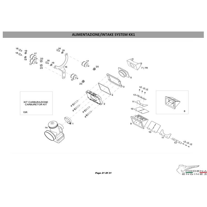 Piastrina pacco lamellare Modena KK2, MONDOKART, kart, go kart