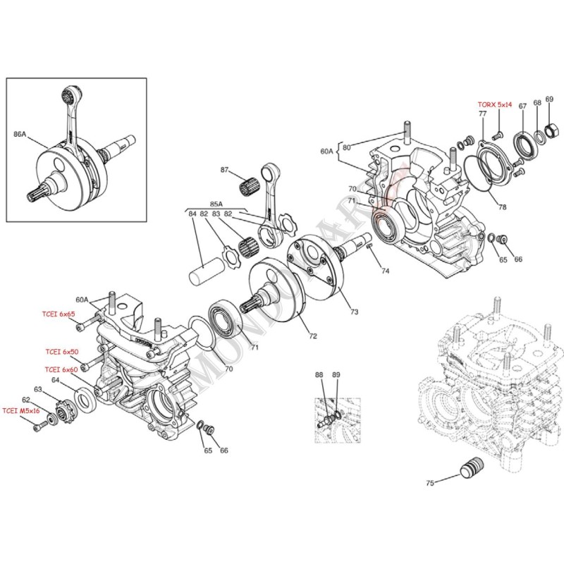 Kurbelwelle komplette Motor Iame OK (Reedster V), MONDOKART