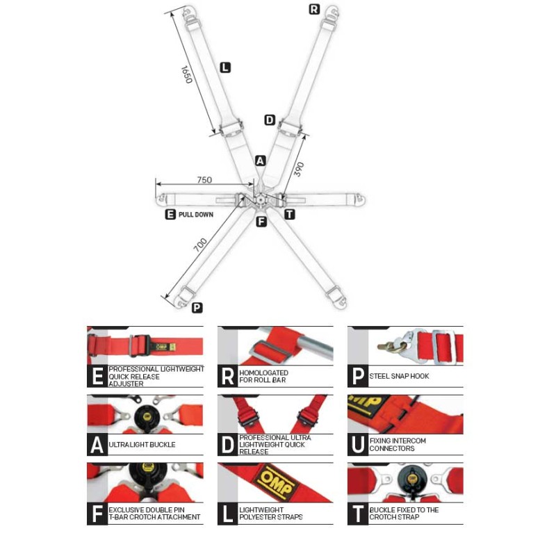 Cinture di Sicurezza OMP ONE 3+2 - ENDURANCE, MONDOKART, kart