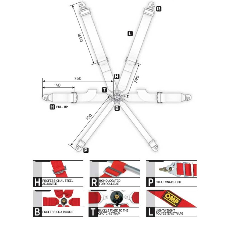 Ceinture de Sécurité OMP FIRST 3, MONDOKART, kart, go kart
