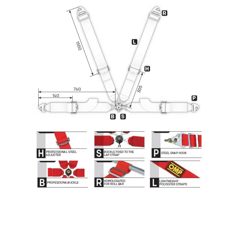 Cinturón de Seguridad OMP FIRST 3 - 4P, MONDOKART, kart, go