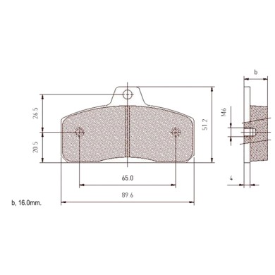 Brake Pad Birel Easykart 125-100 (H16mm)