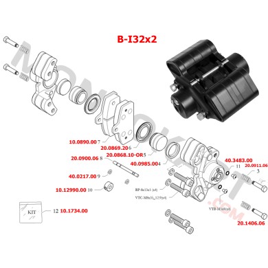 Bremssattel Hinten I32x2 H8 Birel