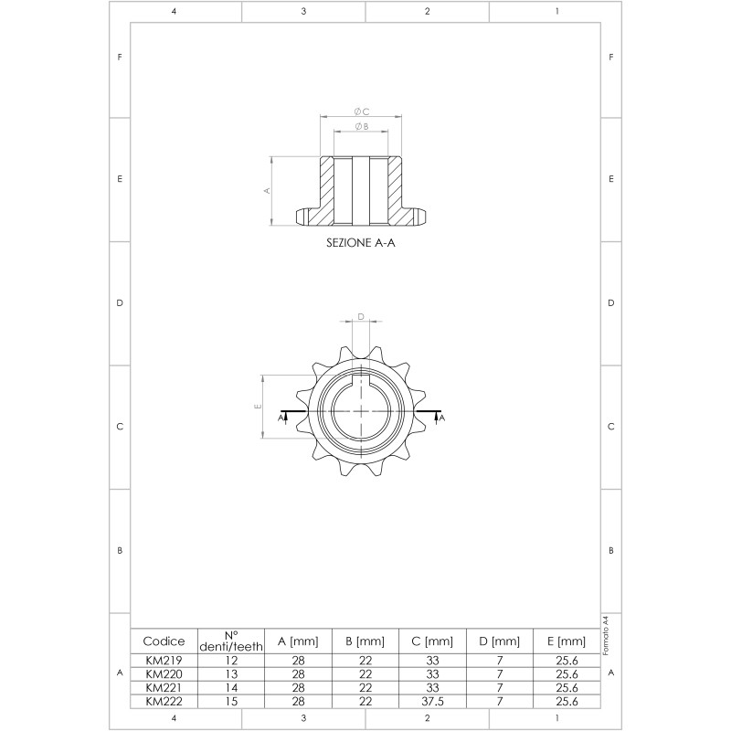 Pinion Moteur Type Honda 4T, MONDOKART, kart, go kart, karting