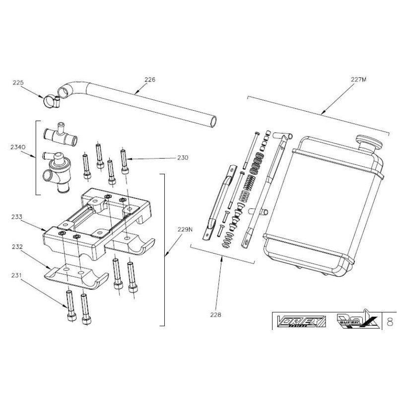 Lower Bracket for engine mount OTK 2 screws - TonyKart