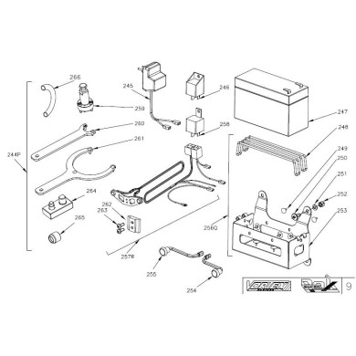 Komplette Vortex-Batterie-Support, MONDOKART, kart, go kart