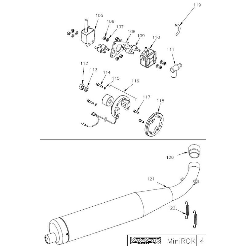 Plaque de support pompe à essence minirok 60cc Vortex