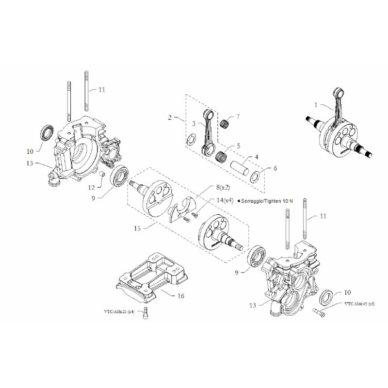Vilebrequin sans bielle Easykar125cc EKA (jusqu'en 2014) ASSE