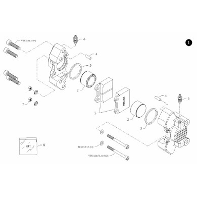 Kit Reparación Pinza Freno I38x2 BirelArt Easykart, MONDOKART