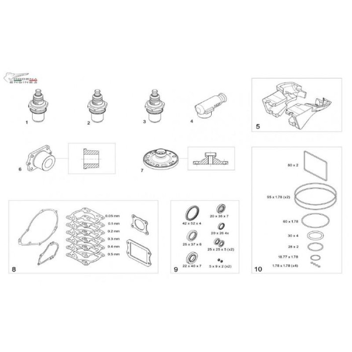 Kit guarnizioni motore Modena KZ KK1 MKZ, MONDOKART, kart, go