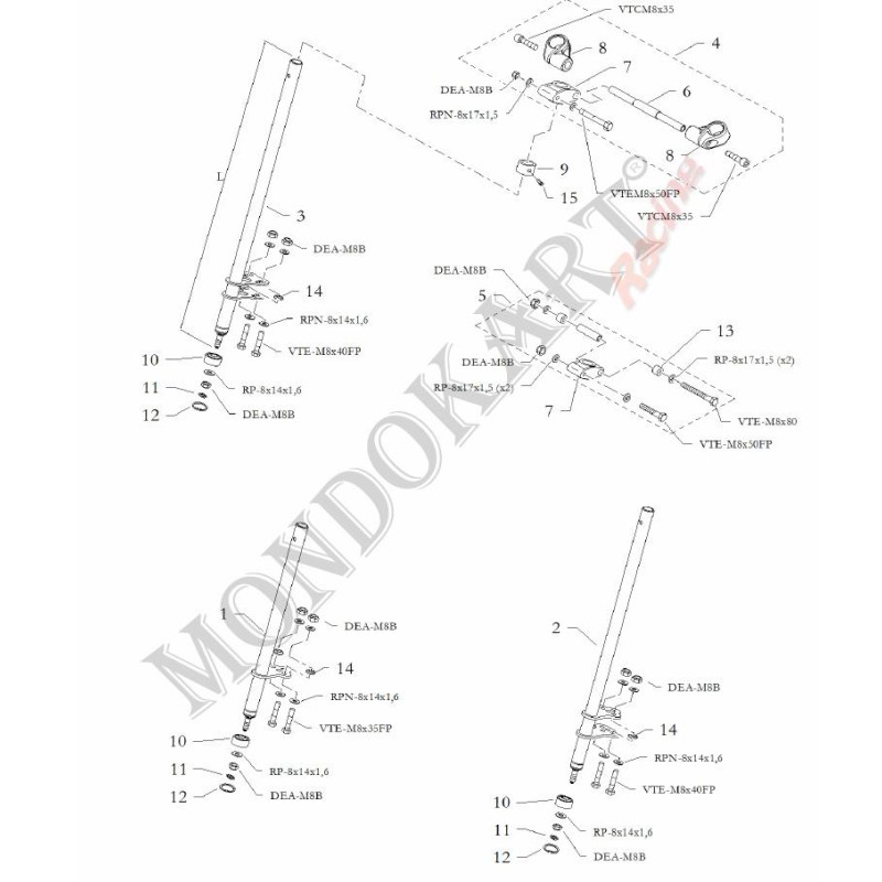 Soporte Columna Dirección Grupo 100 BirelArt, MONDOKART, kart