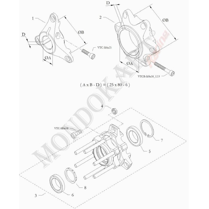 Porte Disque fixe 25x80-6A HQ 11 BirelArt, MONDOKART, kart, go
