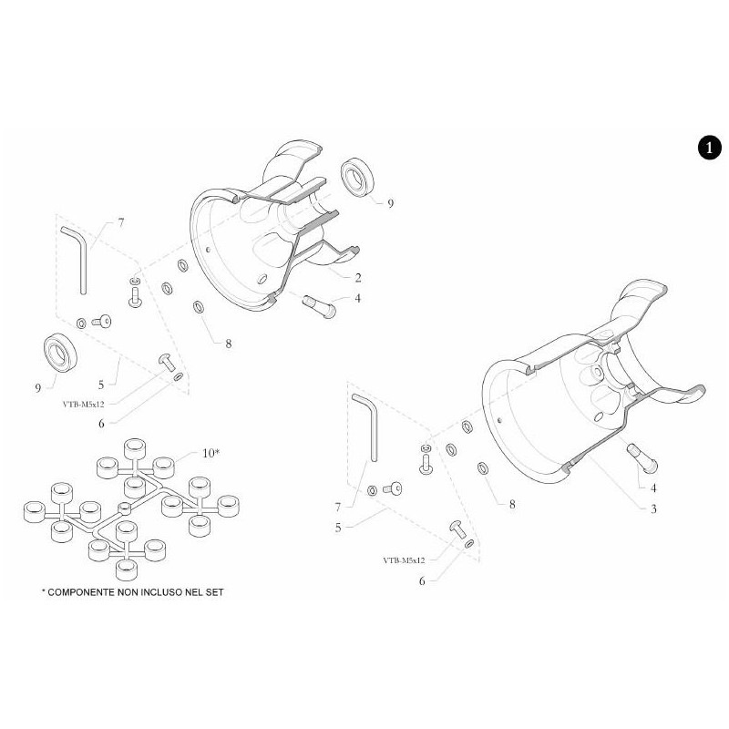 Rosetta Nylon antistallonamento Schrauben m5 Birel Easykart