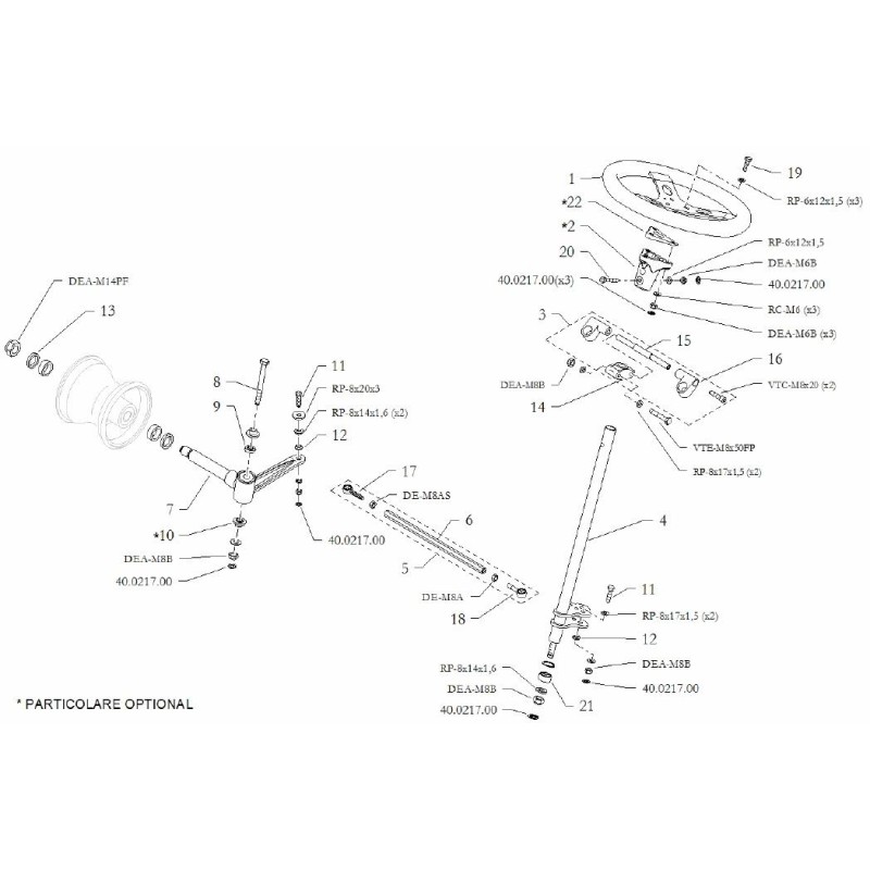 Vis M8x85 Fusèe Birel Easykart, MONDOKART, kart, go kart