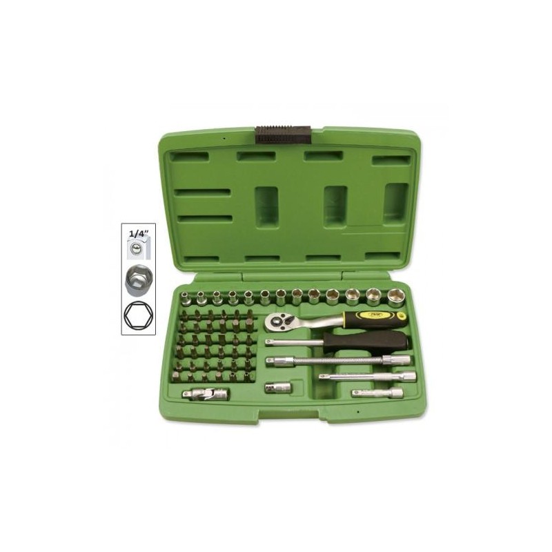 Caja herramienta 56 piezas enchufes hexagonales, MONDOKART