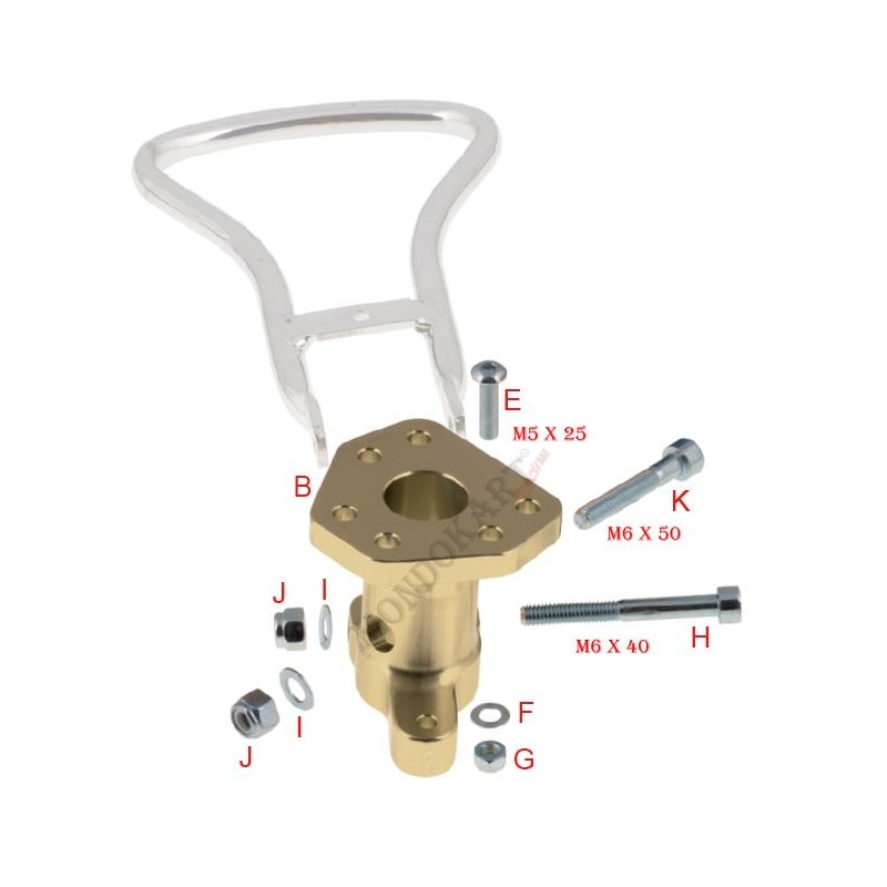 Aluminum steering wheel hub - 6 holes with support lever clutch