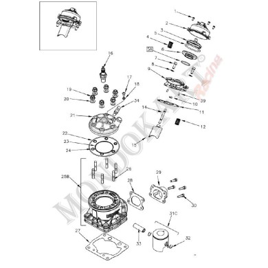 Head for pistons with a C-ring for DVS Vortex 125cc, mondokart