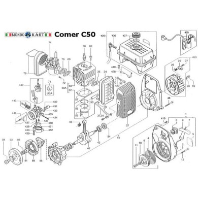 Schraube M5x70 x Auspuff Satchel Comer C50, MONDOKART, kart, go