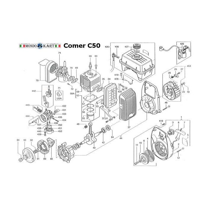 Schraube M5x70 x Auspuff Satchel Comer C50, MONDOKART, kart, go